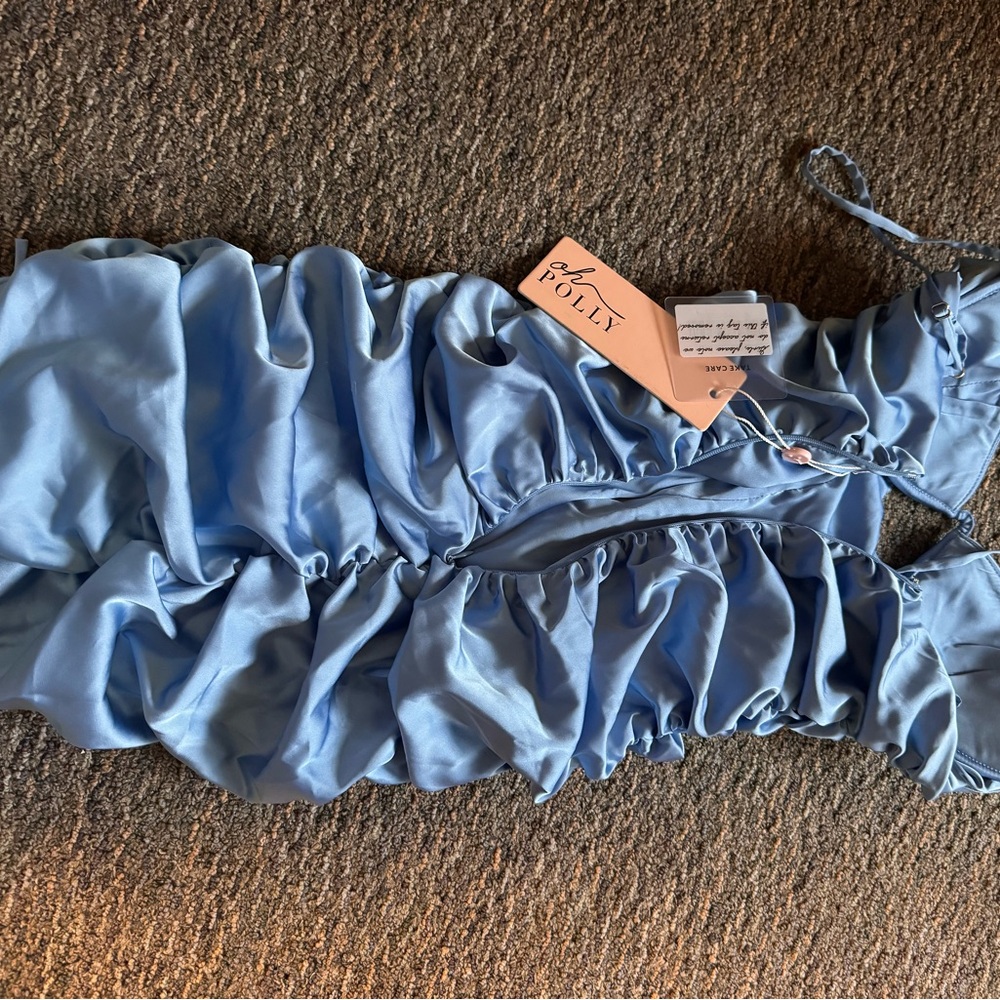 Oh Polly Blue Ruched Dress